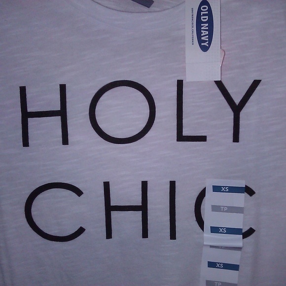 Old Navy women's white tee HOLY Chic XS NWT - Picture 2 of 7